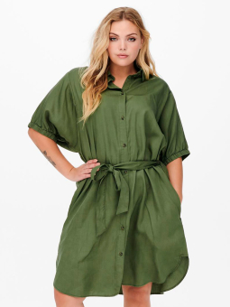 Sød oliven grøn kjole med blonde ved skulder