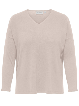 Only Carmakoma Car AMALIA - Flot beige strik bluse med v-hals 