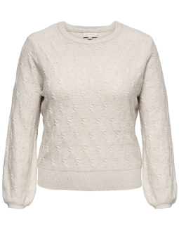 Only Carmakoma Råhvid strik sweater med fine sølv detaljer