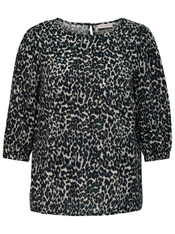 Only Carmakoma Sort viskose bluse med smart dyreprint