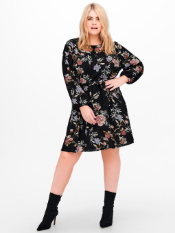 Only Carmakoma Sort kjole med flot blomster print