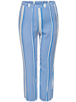 Only Carmakoma Carmarrakesh - Hvide viskose bukser med smart blåt mønster