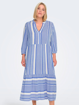 Only Carmakoma MARRAKESH - Hvid kjole med blåt mønster