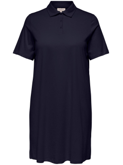 Only Carmakoma Carapril - Mørkeblå kjole i lækker bomulds jersey med krave