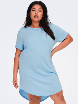 Carapril - Lang blå kjole i lækker bomulds jersey