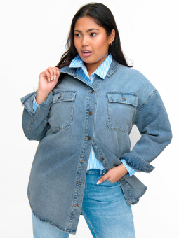 Only Carmakoma SIA - Denim skjorte jakke i 100% bomuld