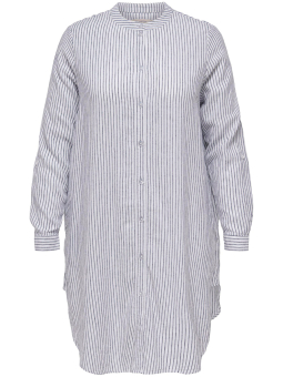 Carviggis - Lang skjorte med hvide og beige striber