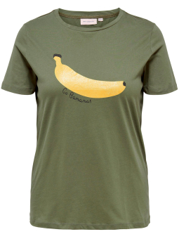 Only Carmakoma Car SOLA - Grøn bomulds t-shirt med smart tryk
