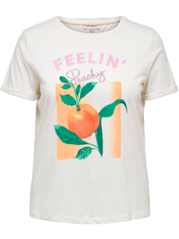 Only Carmakoma Carlimone - Hvid bomulds t-shirt med print
