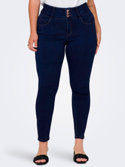 Only Carmakoma Car ANNA - Mørkeblå supre stretch jeans med 3 knapper og smalle ben