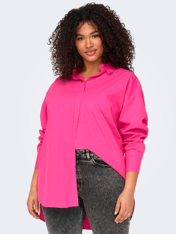 Only Carmakoma MINSA - Pink bomulds skjorte