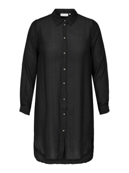 Only Carmakoma Car VANDA - Lang sort skjorte kjole i let viskose med stribet struktur