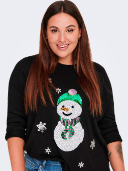 XMAS - Grøn strik bluse med jule motiver