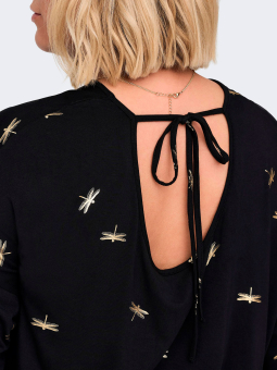 Only Carmakoma FLORAL - Sort jersey bluse med guld print