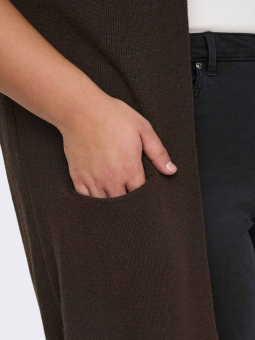 Only Carmakoma LUCCA - Lang brun cardigan i viskose strik