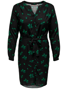 Only Carmakoma NOVA LOLLI - Sort viskose skjorte kjole med grøn print