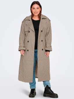 Only Carmakoma CHLOE - Beige frakke med sorte og brune tern