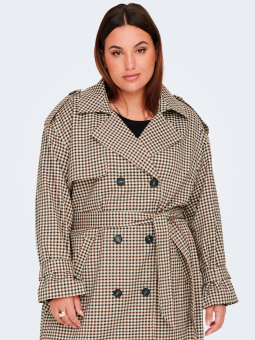 Only Carmakoma CHLOE - Beige frakke med sorte og brune tern