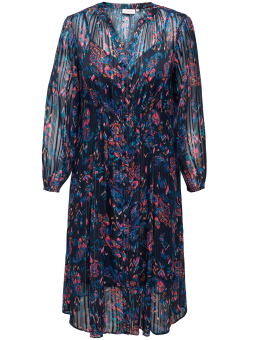 Only Carmakoma Shanni - Mørkeblå kjole med mønstret chiffon