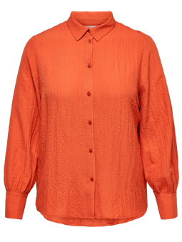Only Carmakoma ELVIRO - Orange skjorte med flot struktur