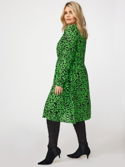 Only Carmakoma NADINA - Grøn viskose kjole med sort mønster