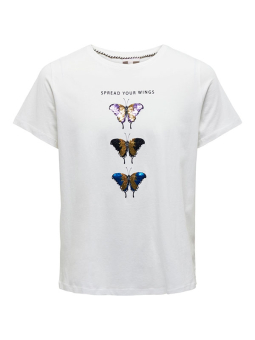 Only Carmakoma KITI - Hvis bomulds T-shirt med glitter palliet sommerfugle 