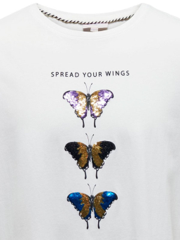 Only Carmakoma KITI - Hvis bomulds T-shirt med glitter palliet sommerfugle 