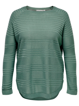 Only Carmakoma NEWAIRPLAIN - Grøn strik bluse med striber