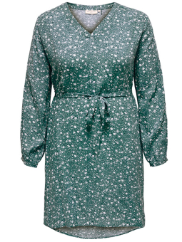NOVA - Grøn viskose kjole med korte ærmer