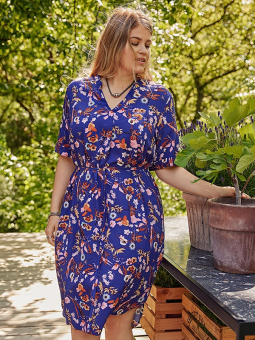 NOVA - Blå viskose bluse med blomster print