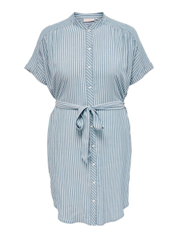 Only Carmakoma NEW BLUE - Blå skjorte kjole med fine hvide striber