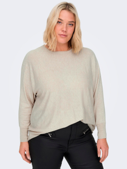 Only Carmakoma ALONA - Beige oversize bluse i fin strik