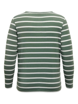 Only Carmakoma ELKE - Langærmet jersey bluse med grønne og hvide striber
