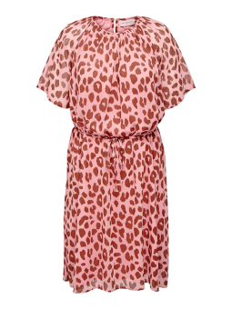 Only Carmakoma VICTORA - Lyserød kjole med leopardprint i to lag