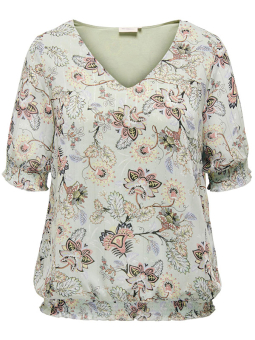 Only Carmakoma DALIMO - Mintgrøn mønstret chiffon bluse med jersey underbluse