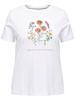 Only Carmakoma EDLA - Hvid bomulds t-shirt med blomster print