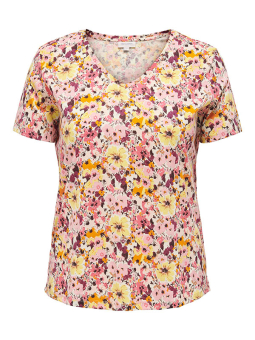 NOVA - Grøn viskose bluse med orange blomster