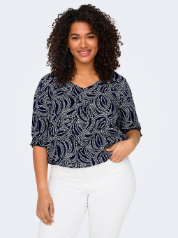 MAZING - Viskose bluse med elastikkant i blomster print