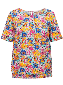 Only Carmakoma MAZING - Viskose bluse med elastikkant i blomster print