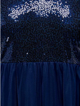 Only Carmakoma LUNAS - Blå kjole med pailetoverdel og skørt i to lag