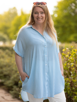 TULJA - Coral farvet top med smock syning 