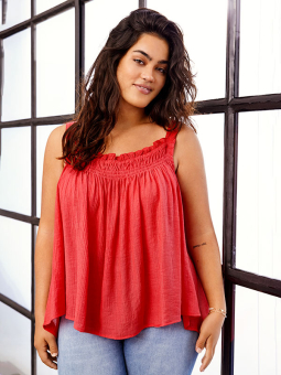 VILLA - Hvid jersey bluse med broderi