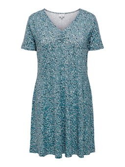 Only Carmakoma FLAWSONE - Blå jersey kjole med fine små blomster