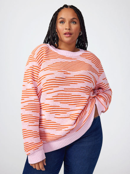 LIVA - Orange meleret strik trøje