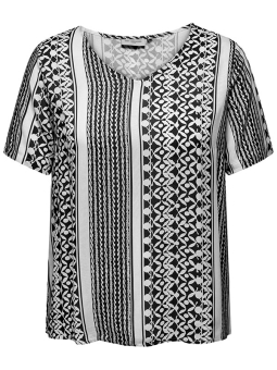 Only Carmakoma MARRAKESH  - Viskose bluse i hvid og sort mønster