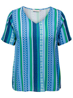 Only Carmakoma MARRAKESH  - Viskose bluse i blåt og grønt mønster