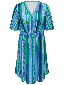 Only Carmakoma MARRAKESH - Viskose kjole i blåt og grønt mønster