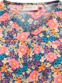 Only Carmakoma KATJA - Marineblå viskose kjole med blomsterprint