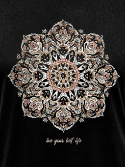 Only Carmakoma MIKO - Sort bomulds t-shirt med print