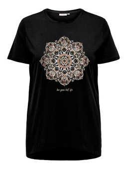 Only Carmakoma MIKO - Sort bomulds t-shirt med print